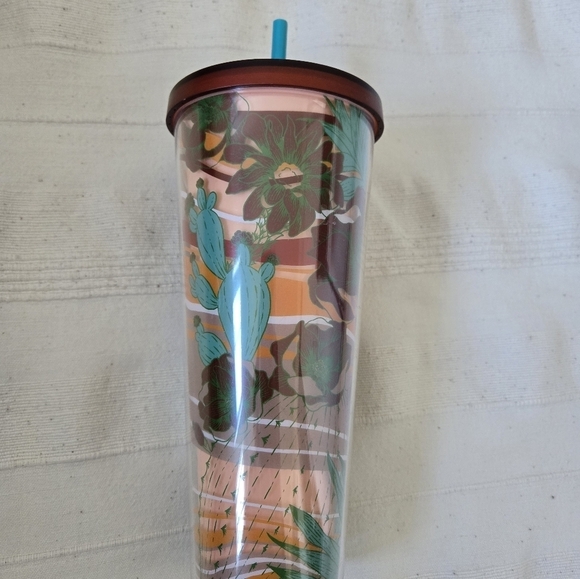 Starbucks 2019 Terra Cotta Desert Cactus Bloom 24oz Acrylic Tumbler - Picture 5 of 16